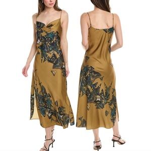 All Saints Gold and Blue Midi Dress